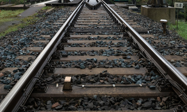 Railroad track vanishing in the distance