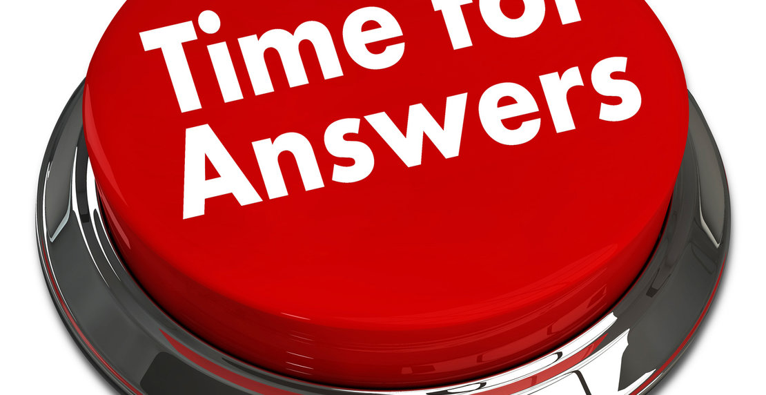 3d red push button " time for answers "