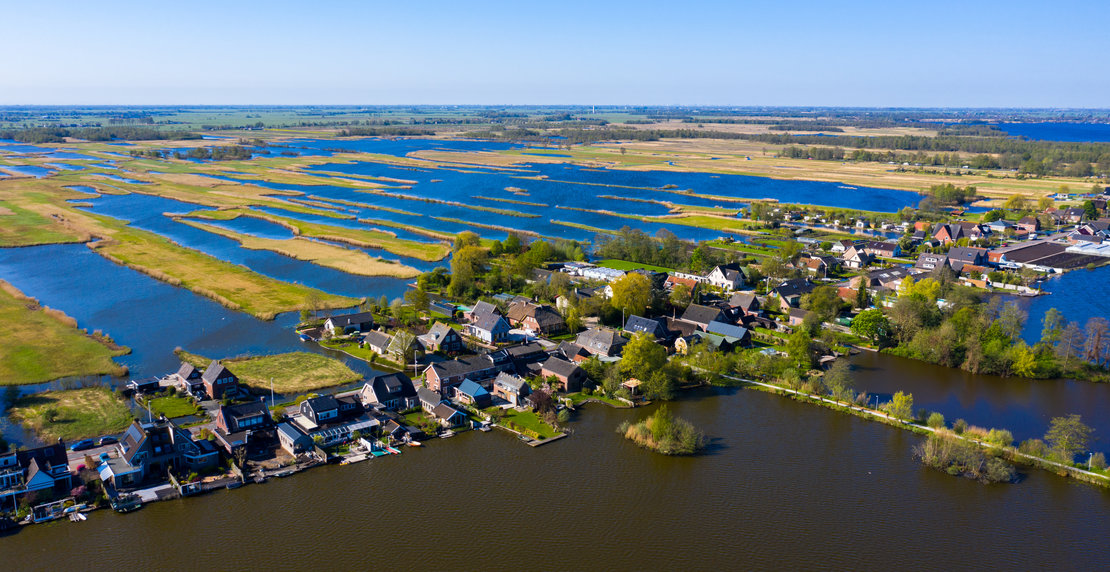 Aerial,Drone,Footage,Of,The,Small,Dutch,Village,Noorden,On